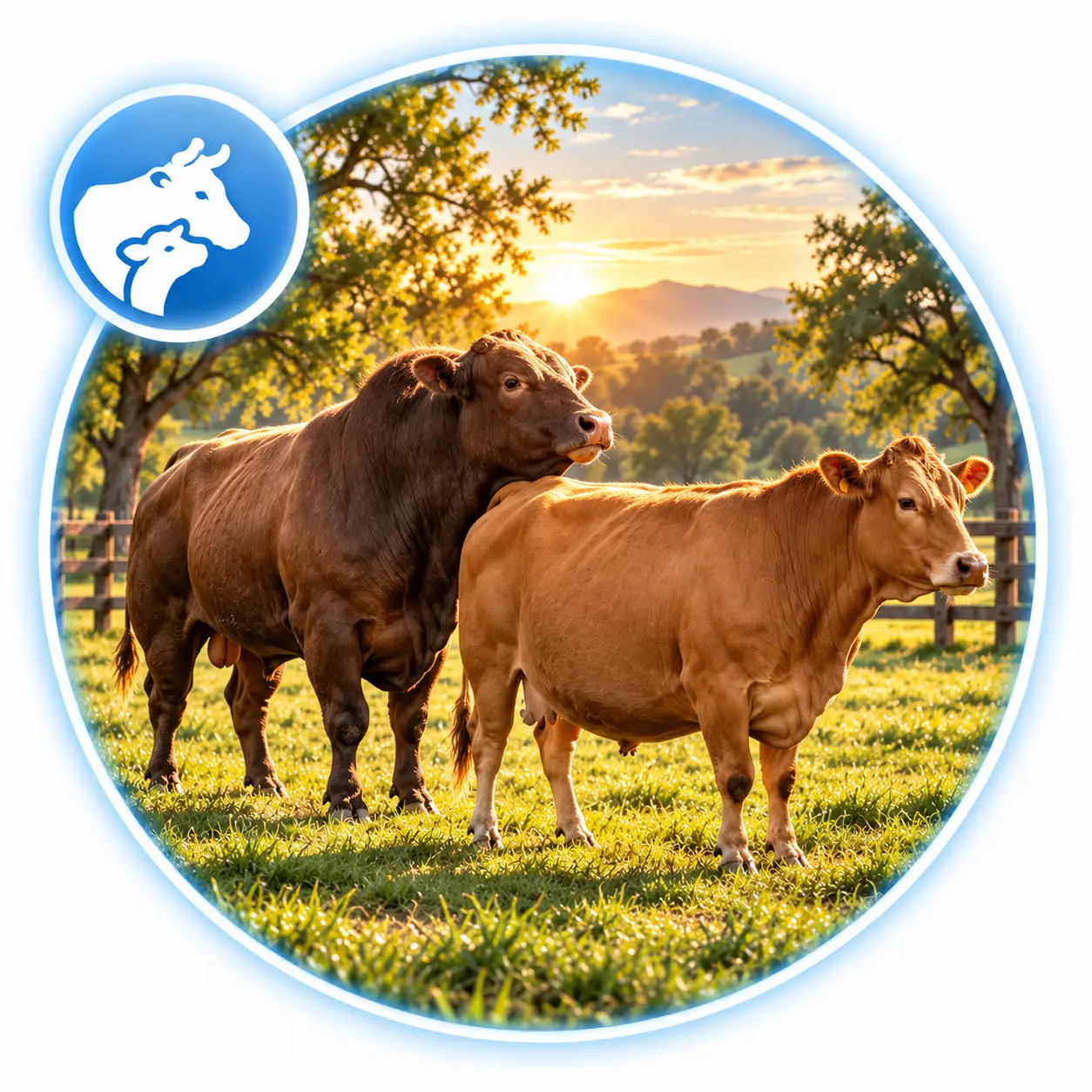 Toro reproductor cortejando a una vaca en un rancho ganadero, representando la etapa de reproducción bovina y el inicio del ciclo productivo del ganado.